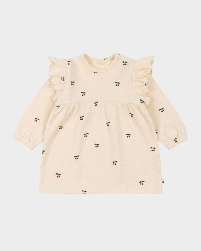 Girl's Sui Cherry-Print Frill Dress, Size 9M-3